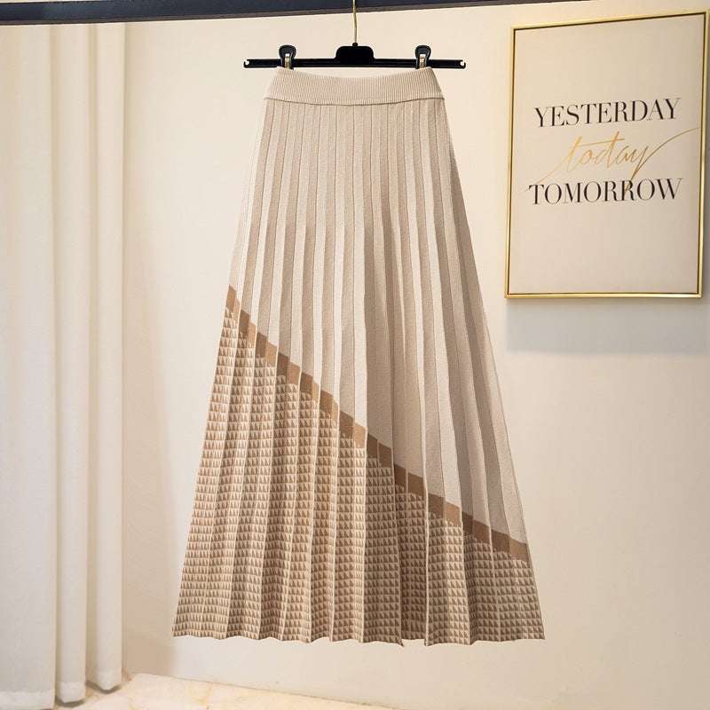 Women's High Waist Thickened Mid-length A- Line Pleated Skirt - ChoreGirl