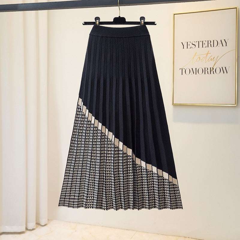Women's High Waist Thickened Mid-length A- Line Pleated Skirt - ChoreGirl
