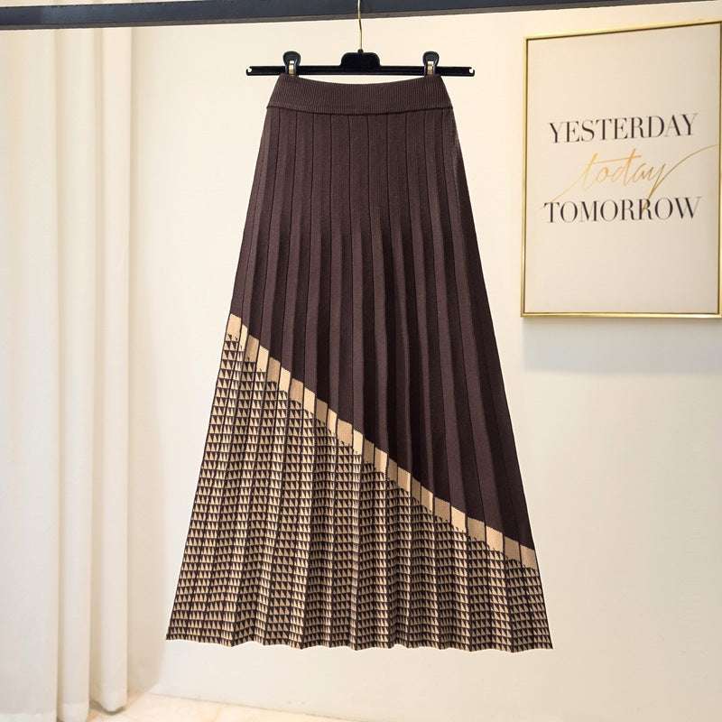 Women's High Waist Thickened Mid-length A- Line Pleated Skirt - ChoreGirl