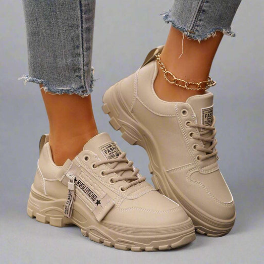 Women's Lace-Up Thick-Sole Chunky Sneakers - ChoreGirl
