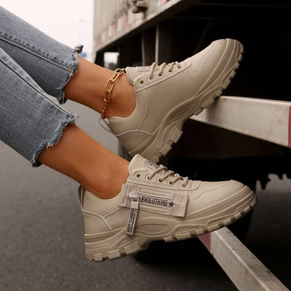 Women's Lace-Up Thick-Sole Chunky Sneakers - ChoreGirl
