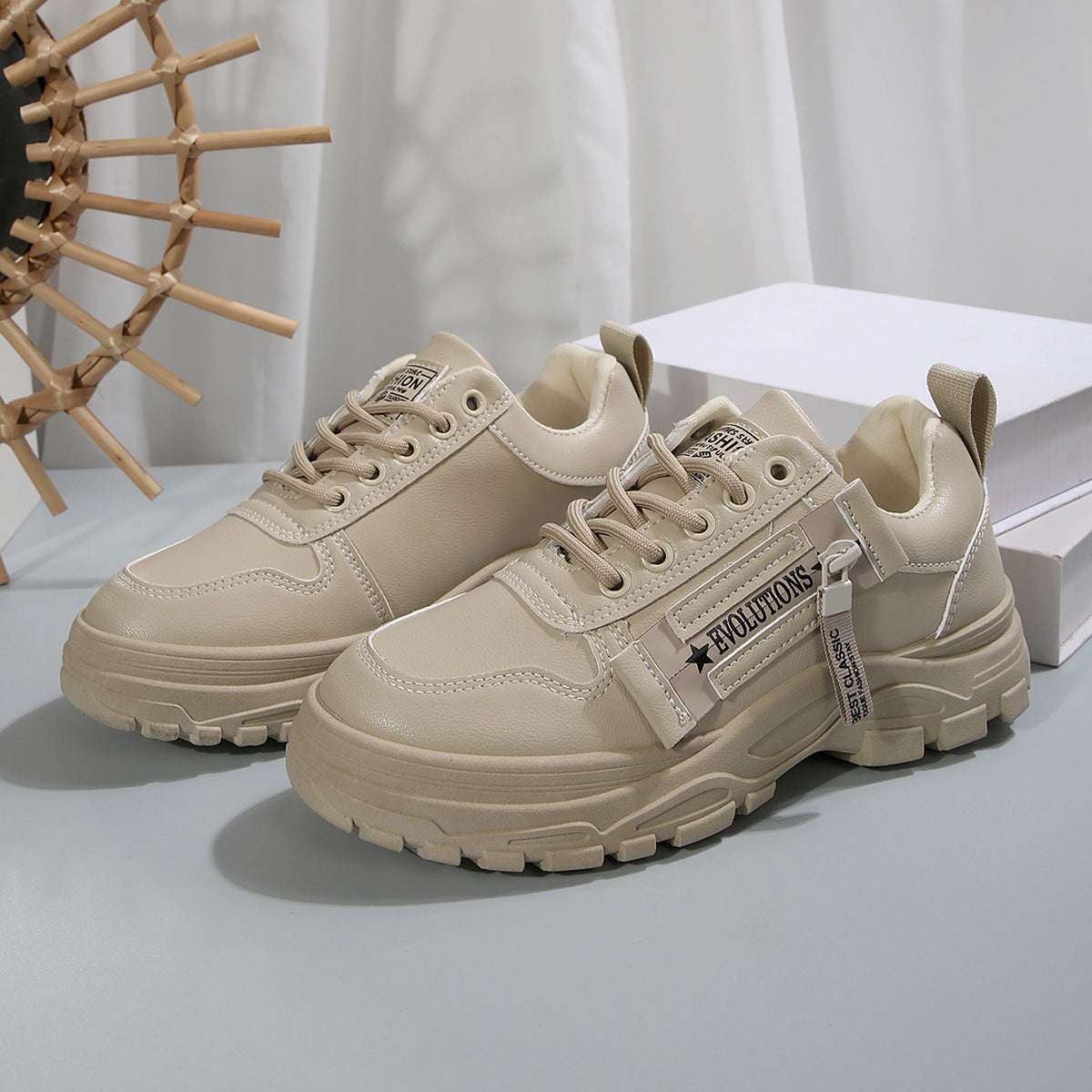 Women's Lace-Up Thick-Sole Chunky Sneakers - ChoreGirl