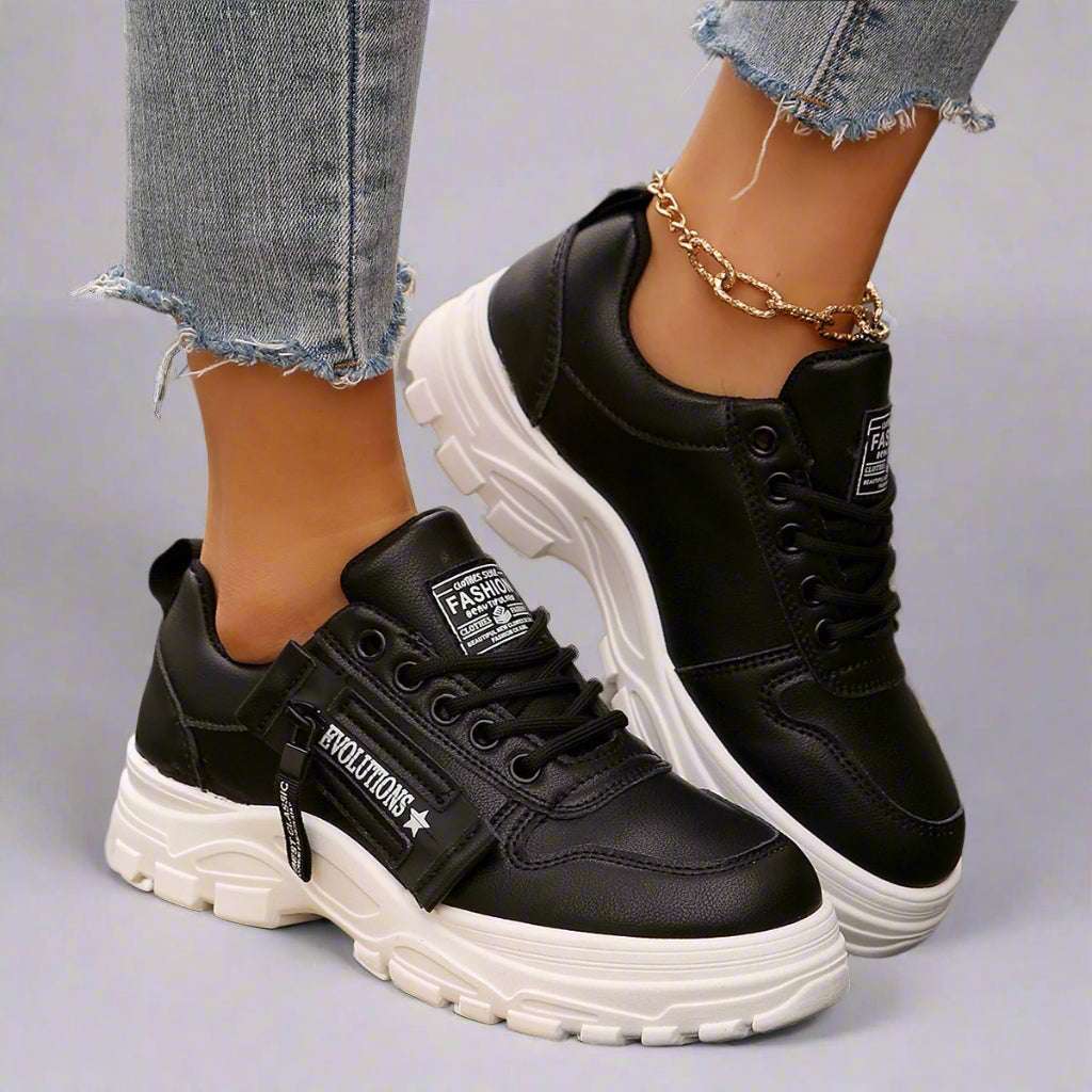 Women's Lace-Up Thick-Sole Chunky Sneakers - ChoreGirl