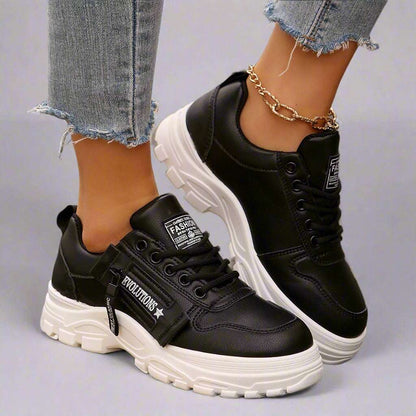 Women's Lace-Up Thick-Sole Chunky Sneakers - ChoreGirl