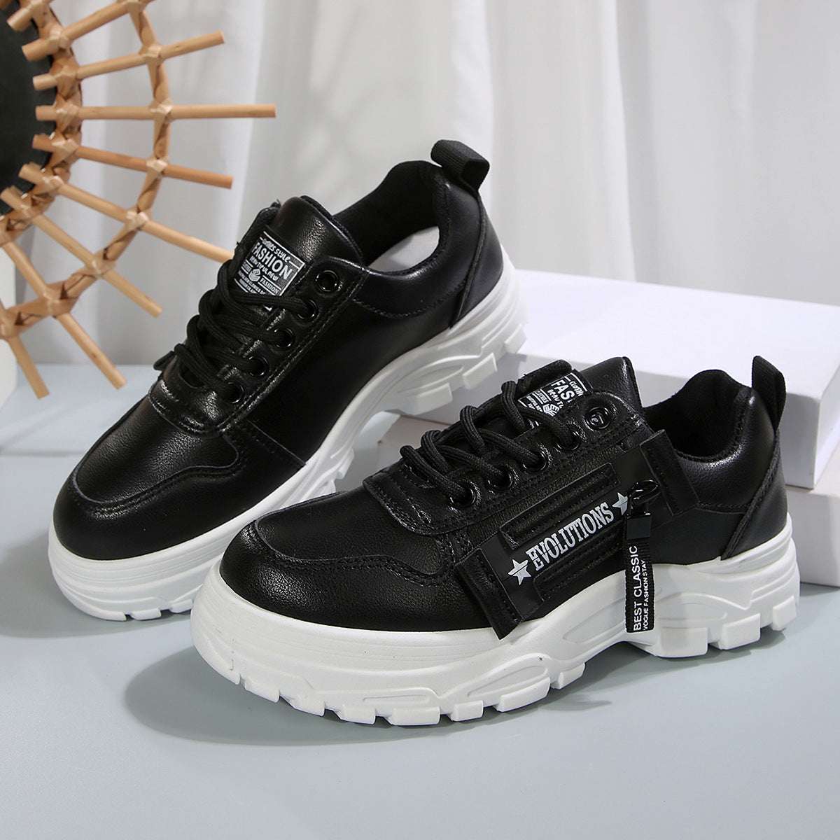 Women's Lace-Up Thick-Sole Chunky Sneakers - ChoreGirl