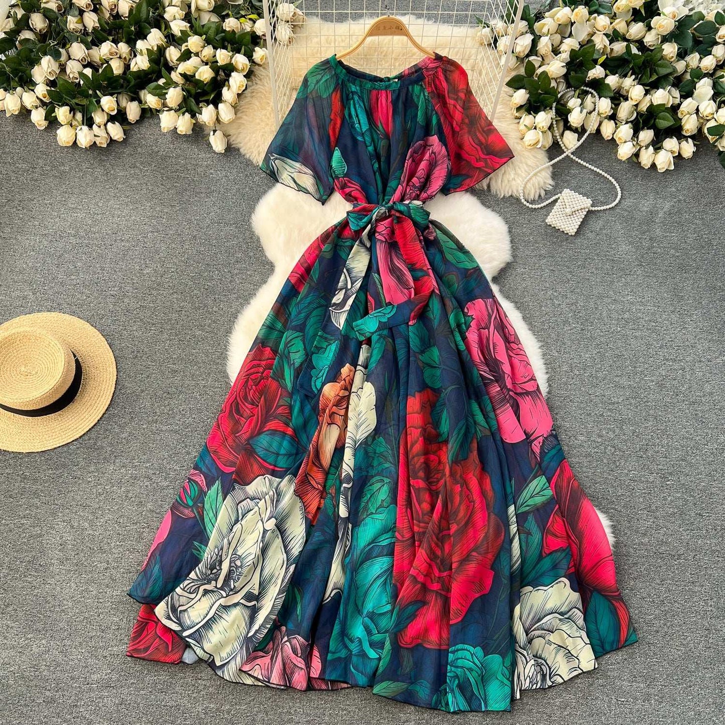 Women's Light Lace-Up Waist Summer Dress - ChoreGirl