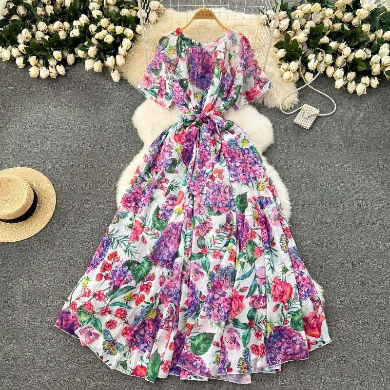 Women's Light Lace-Up Waist Summer Dress - ChoreGirl