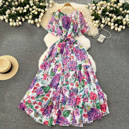 Women's Light Lace-Up Waist Summer Dress - ChoreGirl