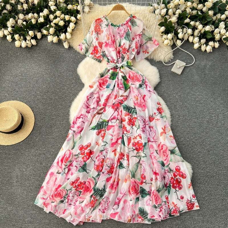 Women's Light Lace-Up Waist Summer Dress - ChoreGirl