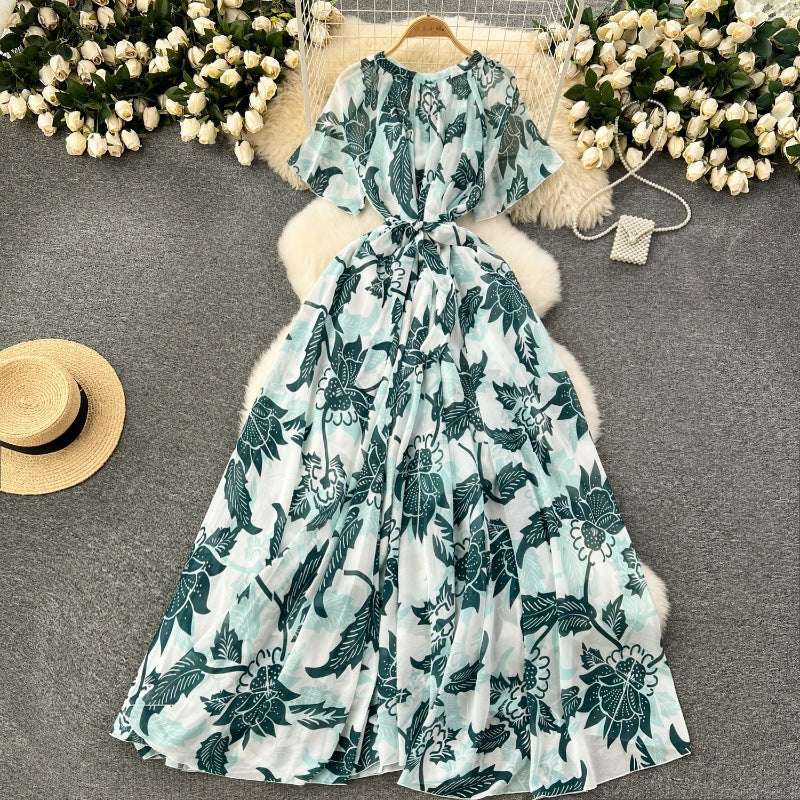 Women's Light Lace-Up Waist Summer Dress - ChoreGirl