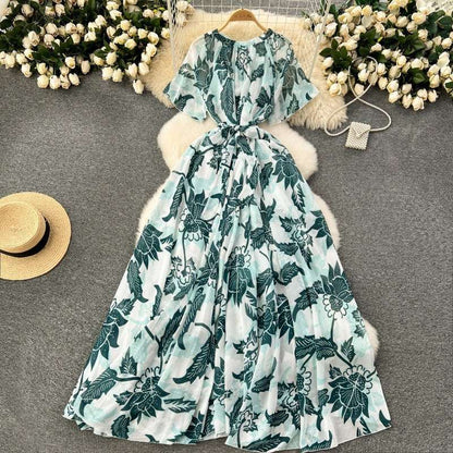 Women's Light Lace-Up Waist Summer Dress - ChoreGirl