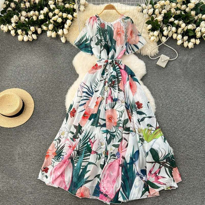 Women's Light Lace-Up Waist Summer Dress - ChoreGirl
