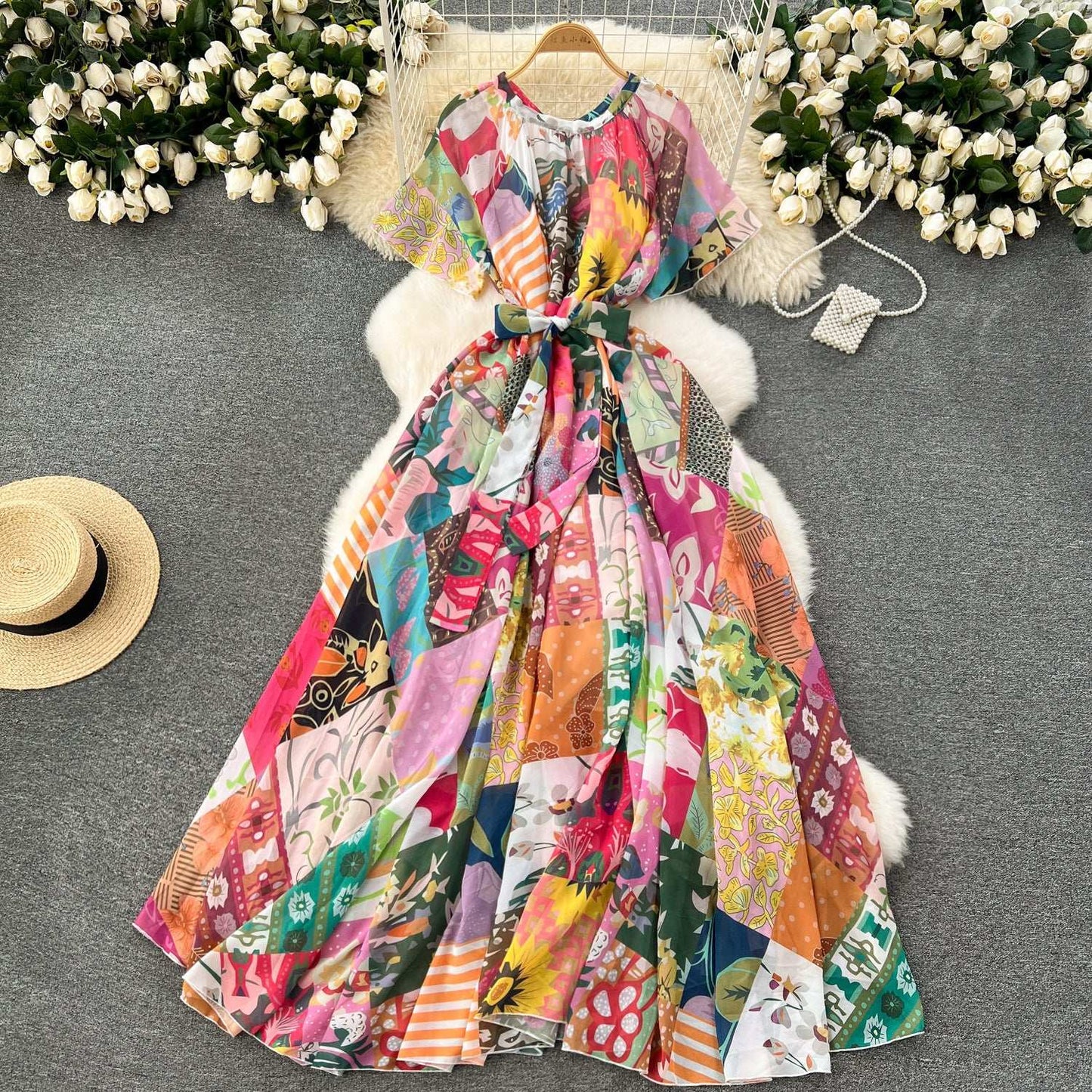 Women's Light Lace-Up Waist Summer Dress - ChoreGirl