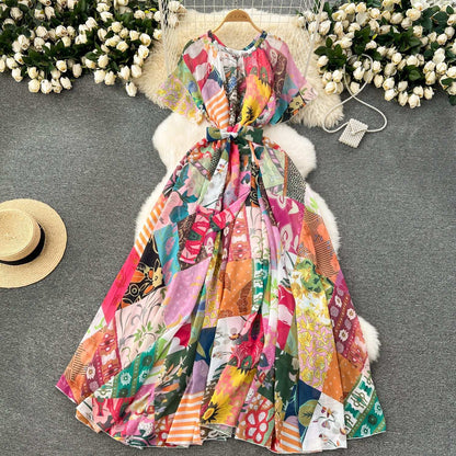 Women's Light Lace-Up Waist Summer Dress - ChoreGirl