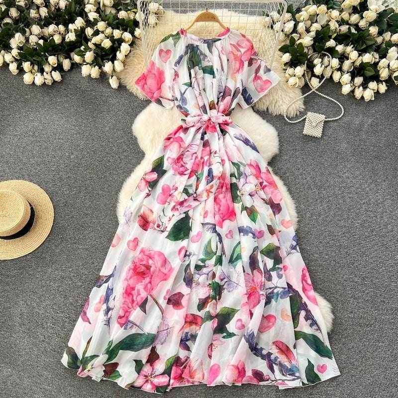 Women's Light Lace-Up Waist Summer Dress - ChoreGirl