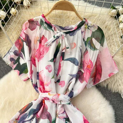 Women's Light Lace-Up Waist Summer Dress - ChoreGirl