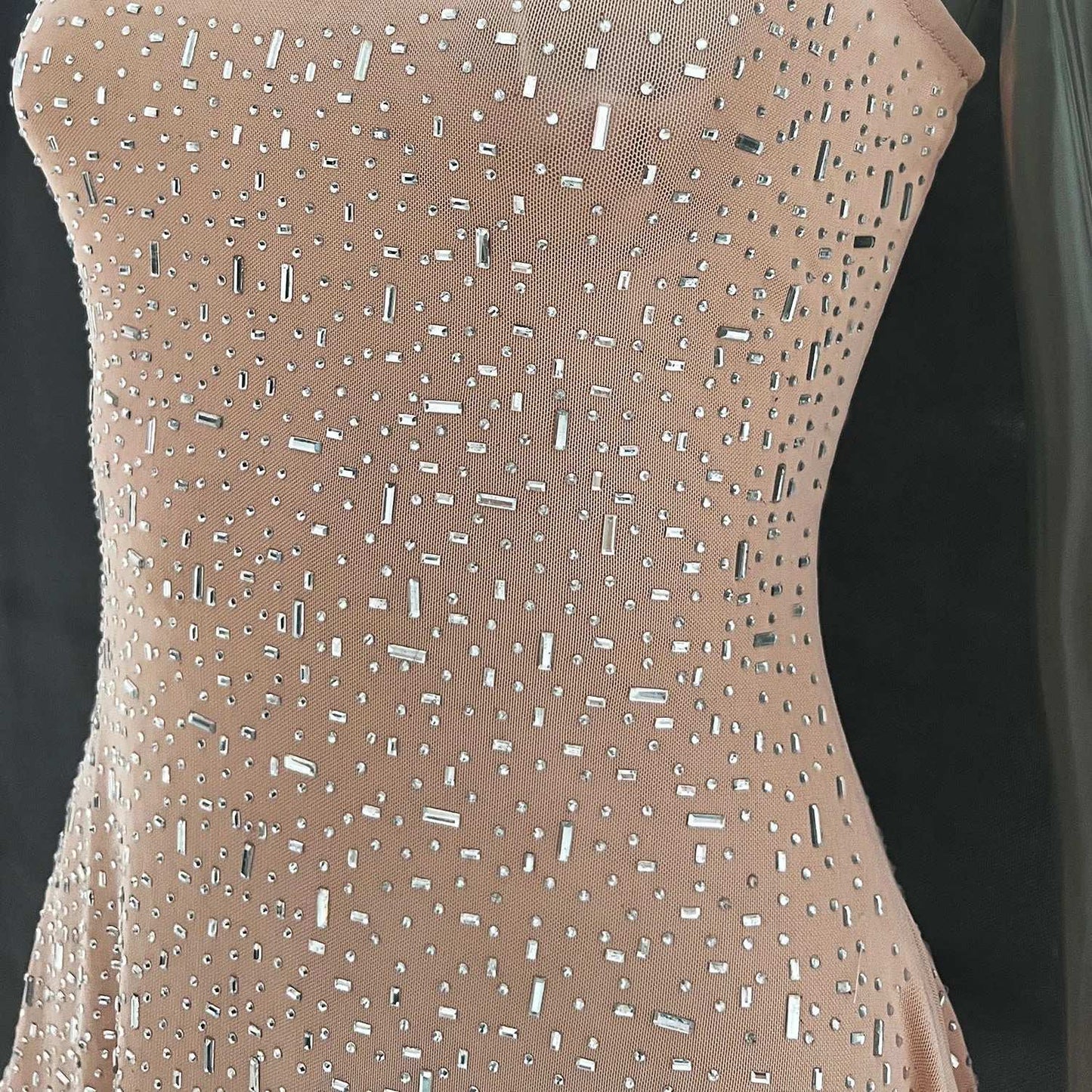 Women's Light See-through Diamond Sling Mermaid Dress with Rhinestone and Lace Detail - ChoreGirl