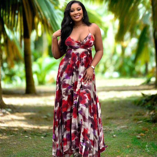 Women's Pleated Long Summer Dress - ChoreGirl