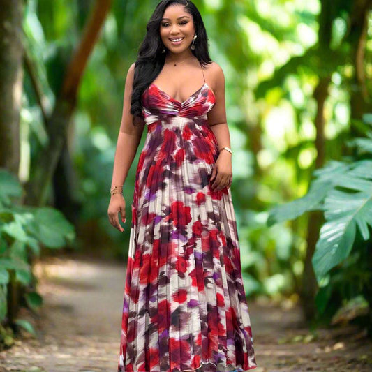 Women's Pleated Long Summer Dress - ChoreGirl
