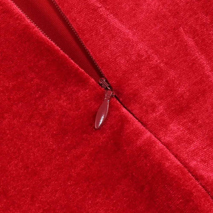 Women's Red Bowknot Velvet Long Tail Dress - ChoreGirl