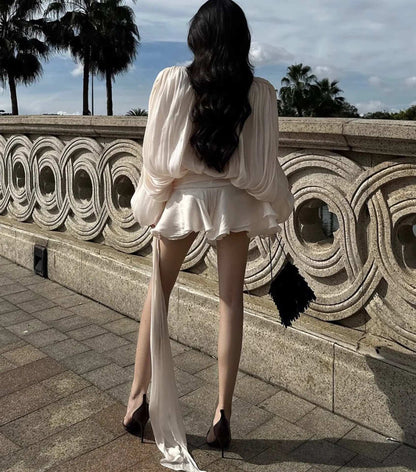 Women's Romantic Sweet Lotus Leaf Style Mini Dress - ChoreGirl