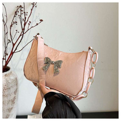 Women's Small One Shoulder Bag with a Metal Bow - ChoreGirl