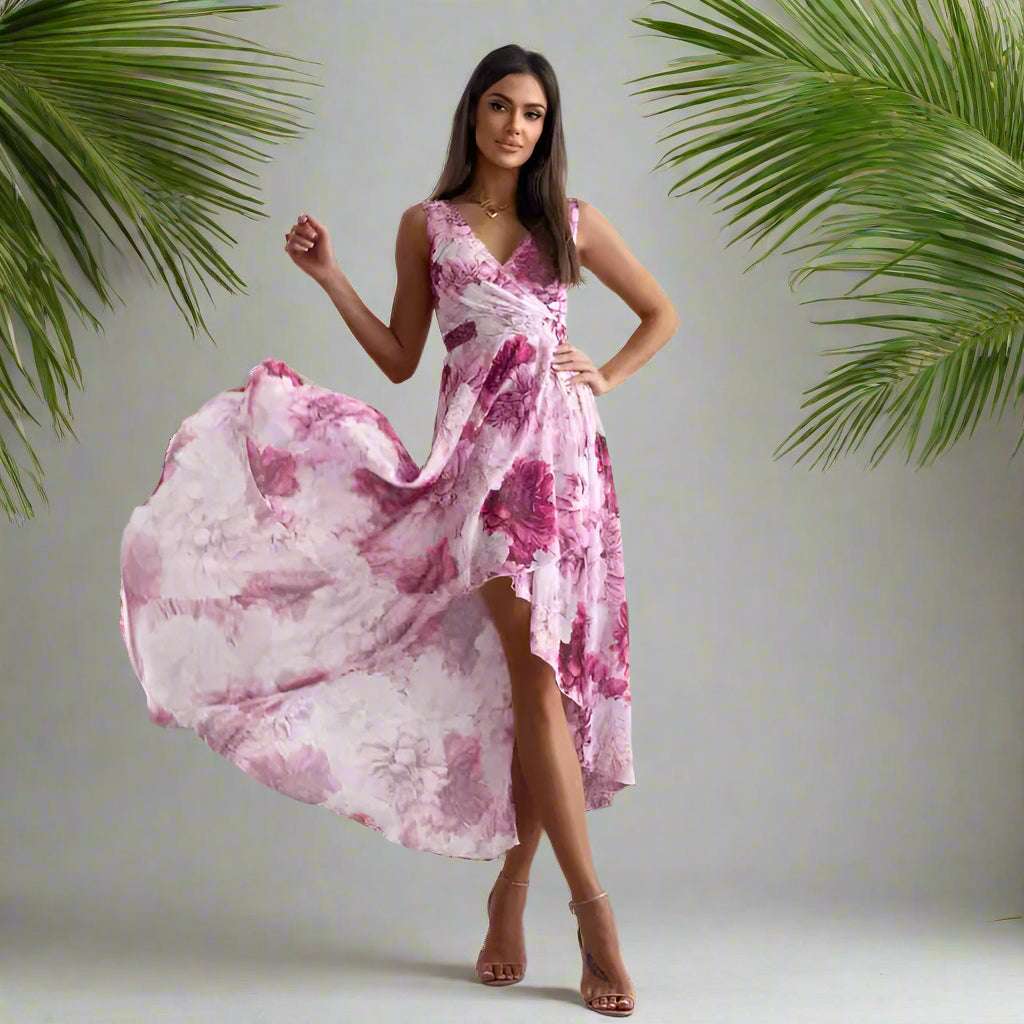 Women's Summer Casual Sleeveless Floral Dress - ChoreGirl