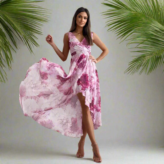 Women's Summer Casual Sleeveless Floral Dress - ChoreGirl