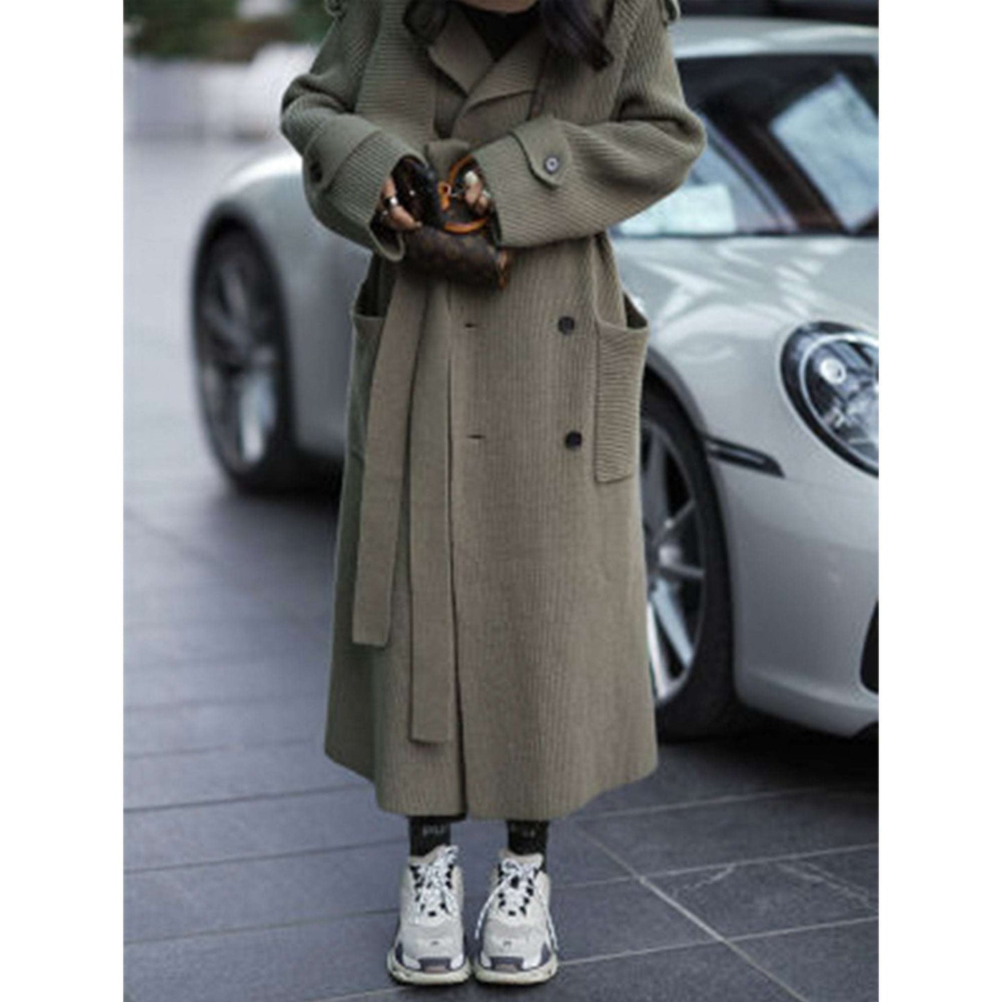 Women's Thick Loose Design Knit Long Cardigan Coat Made of Sheep Wool - ChoreGirl
