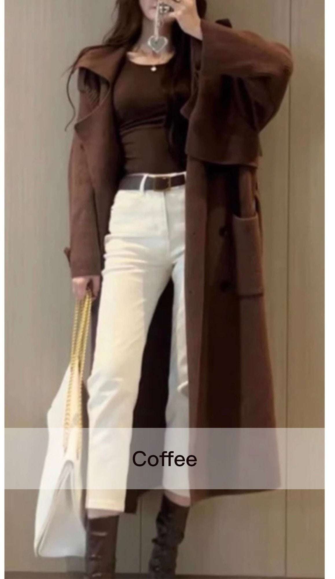 Women's Thick Loose Design Knit Long Cardigan Coat Made of Sheep Wool - ChoreGirl