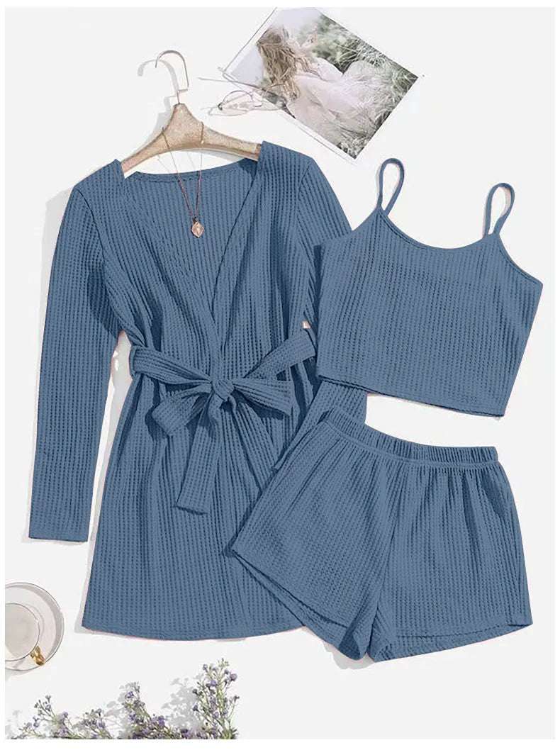 Women's Three-piece Loungewear, Pajamas Set - ChoreGirl