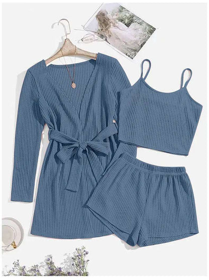 Women's Three-piece Loungewear, Pajamas Set - ChoreGirl