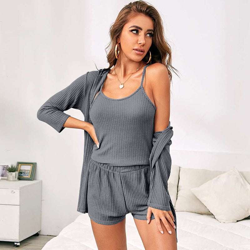 Women's Three-piece Loungewear, Pajamas Set - ChoreGirl