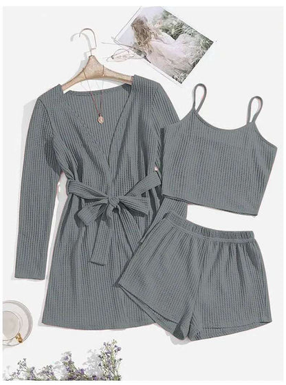 Women's Three-piece Loungewear, Pajamas Set - ChoreGirl