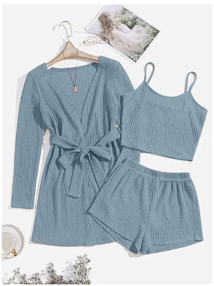 Women's Three-piece Loungewear, Pajamas Set - ChoreGirl