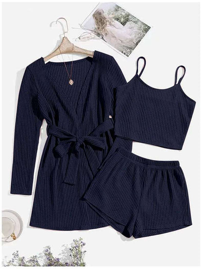 Women's Three-piece Loungewear, Pajamas Set - ChoreGirl
