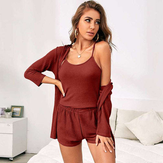Women's Three-piece Loungewear, Pajamas Set - ChoreGirl