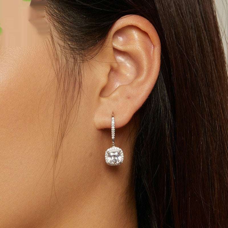 Women's White Gold Plated Bright Sterling Silver Earrings - ChoreGirl