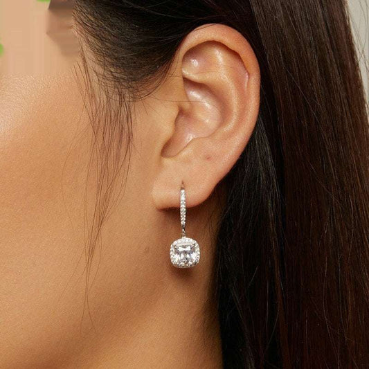 Women's White Gold Plated Bright Sterling Silver Earrings - ChoreGirl