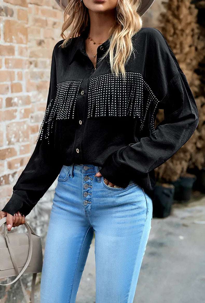 Women's Cowboy Western Style Long Sleeve Button-Up Shirt - ChoreGirl