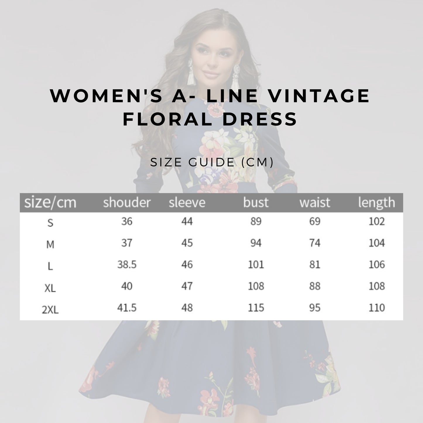 Women's A- Line Vintage Floral Dress - ChoreGirl