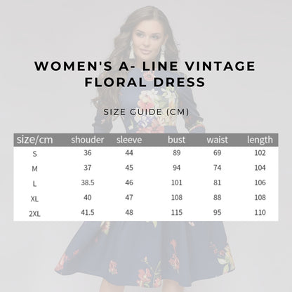 Women's A- Line Vintage Floral Dress - ChoreGirl