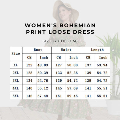Women's Bohemian Print Loose Dress - ChoreGirl