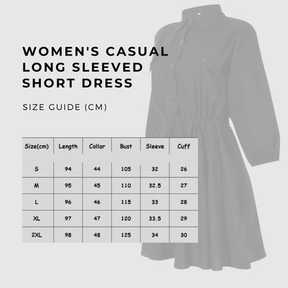 Women's Casual Long Sleeved Short Dress - ChoreGirl
