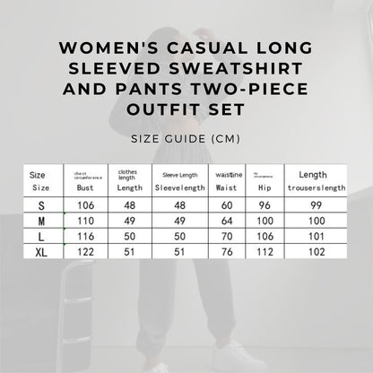 Women's Casual Long Sleeved Sweatshirt and Pants Two-piece Outfit Set - ChoreGirl