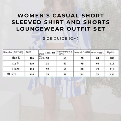 Women's Casual Short Sleeved Shirt and Shorts Loungewear Outfit Set - ChoreGirl