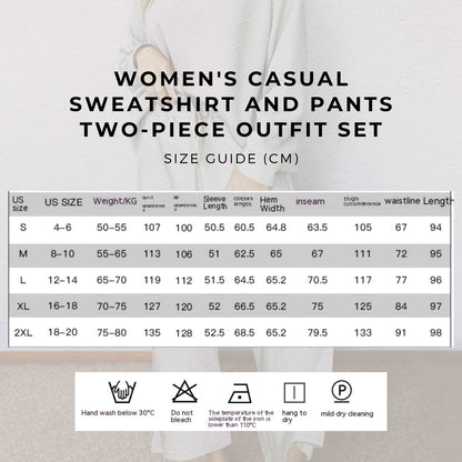 Women's Casual Textured Solid Color Loose Thick Long Sleeved Sweatshirt and Pants Two-piece Outfit Set - ChoreGirl
