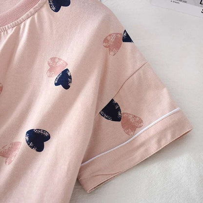 Women's Cotton Short Sleeved Shirt and Shorts Two-Piece Pajamas Set - ChoreGirl