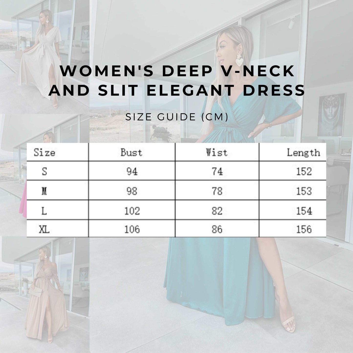 Women's Deep V-neck and Slit Elegant Dress - ChoreGirl