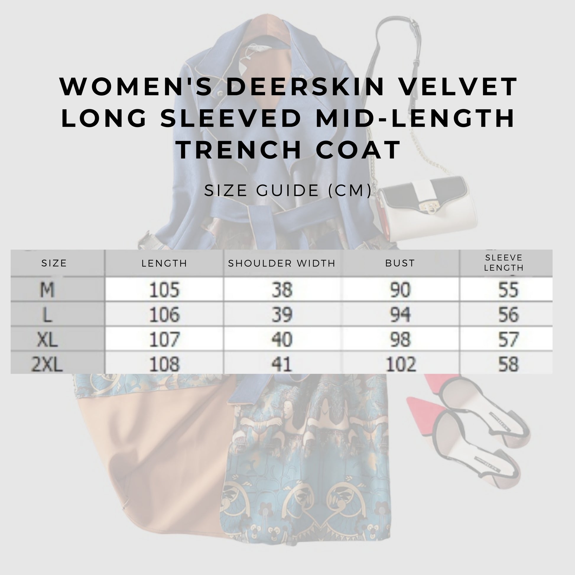 Women's Deerskin Velvet Long Sleeved Mid-Length Trench Coat - ChoreGirl